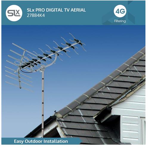 Loft & Outdoor Digital TV Aerial, SLx 27884K4 4G Filtered 48 Element