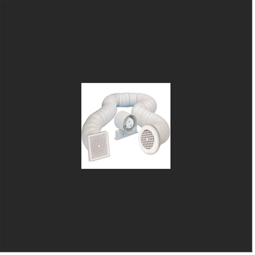 Inline Shower Extractor Fan with Timer & Full Loft Duct Kit 4"/100mm