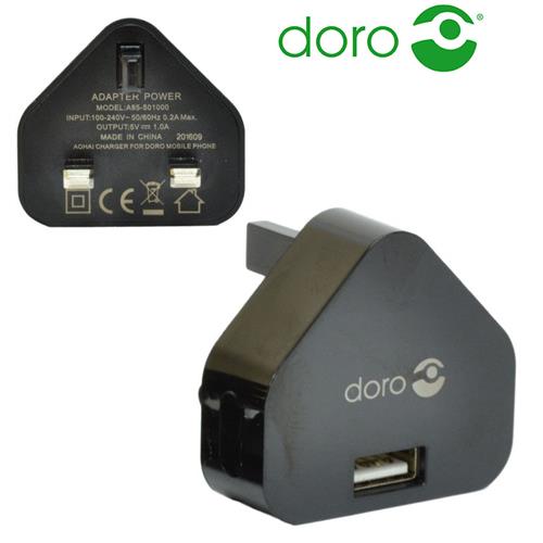 Genuine Doro 3 Pin Charger Power Adaptor + Doro Micro USB Cable eoutlet.co.uk